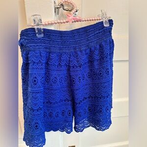 Blue Lace Women Shorts waist 30-32 XL lined and elastic